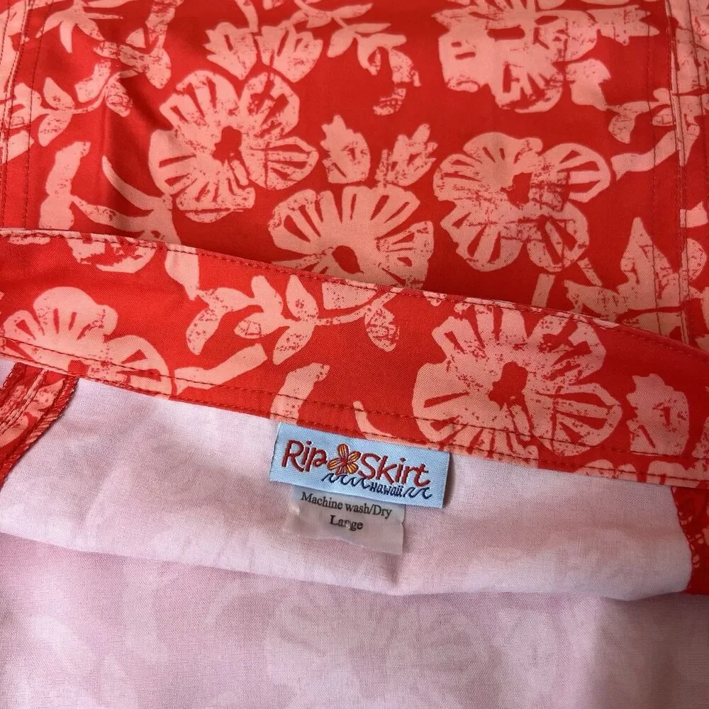 Ripskirt Hawaii Length 2 Wrap Skirt Large Coral Paia Maui Floral Travel Active L